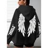 Retro Beautiful Angel Wings Printed Hoodies Women Warm Comfortable Casual Hoodie Fashion Classic Hoody Loose Basic Clothes