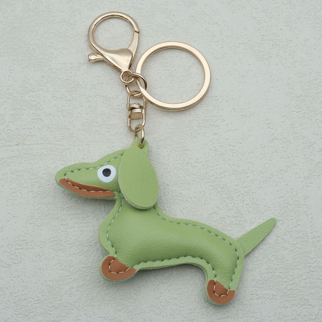 In-Stock Dachshund Cartoon Pendant Leather Dog Bag Charm Phone Case Accessory Creative Car Charm