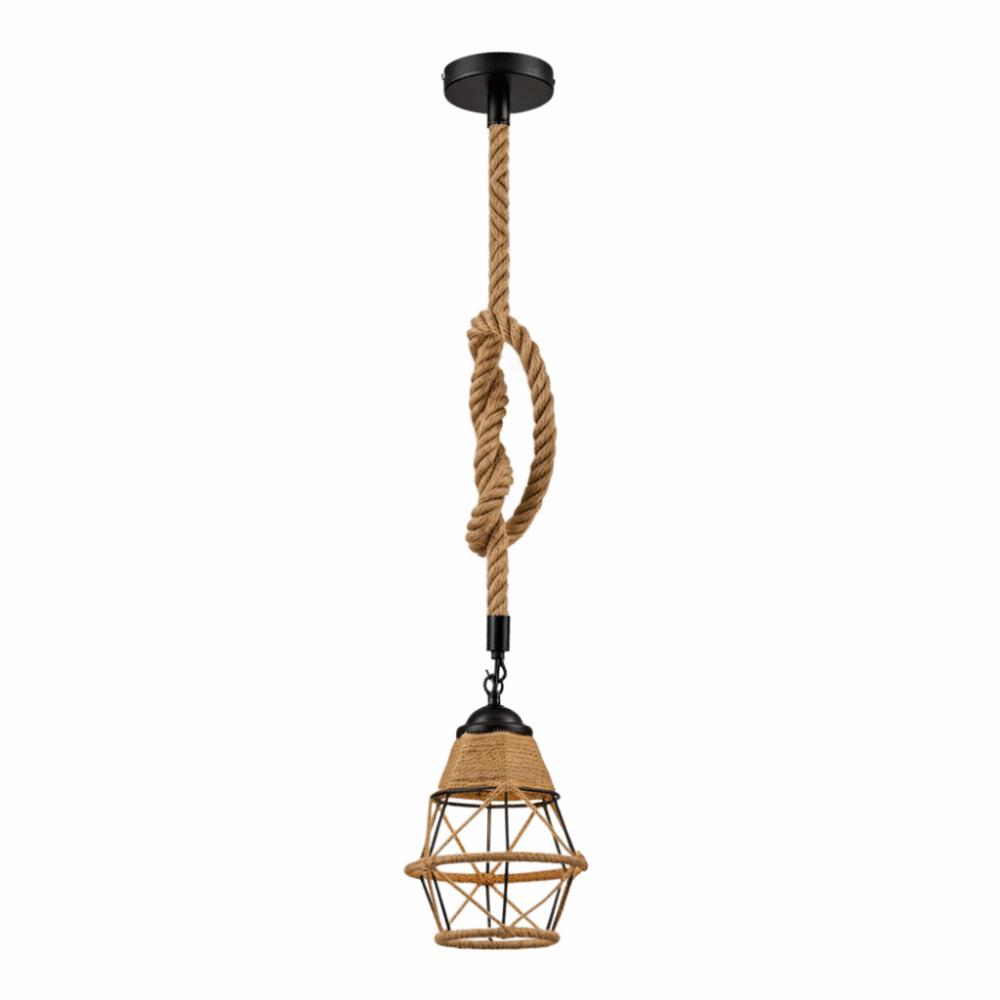 Creative Retro Hemp Rope Pendant Lights Industrial Style Iron Hanging Lamp Woven Design Cafe Lighting Bedroom