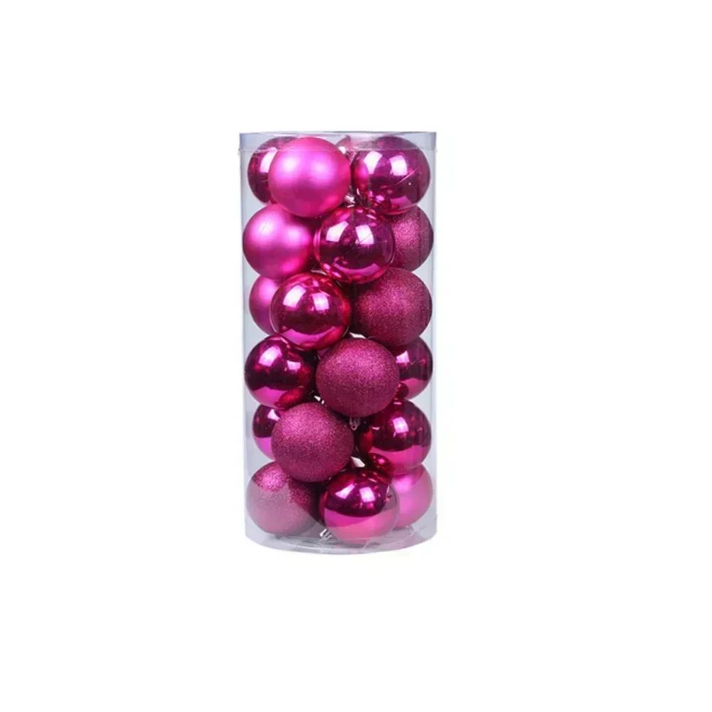 

Shatterproof Christmas Balls Set 24Pcs with Hanging Loops for Xmas Tree Decorations Multi Color Plastic Ornaments рожевий червоний колір