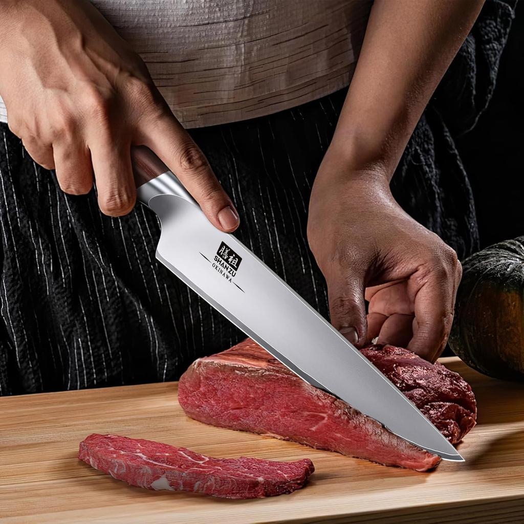 SHAN ZU Chef Knife 8 Inch, High Carbon Japanese 10Cr15Mov Stainless Steel Kitchen Professional Cooking Knife, Ultra Sharp Japanese Knife with