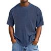 Men's Vertical Striped Textured Crew Neck T-Shirt Loose Fit Breathable Short Sleeve Casual Tee