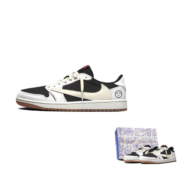 

Jordan x Travis Scott Air Jordan 1 Cushioning Abrasion Resistant Breathable Low top Vintage Basketball Shoes Women s DZ4137-700(Team1803-6) 35.5