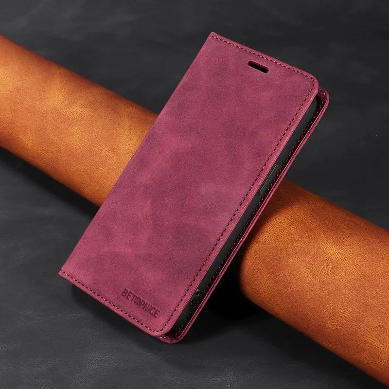 Case Cover For Iphone 15 Pro Max Plus Magnetic Flip Matte Leather Wallet Rfid Protection Luxury Phone Bag For Iphone 15 Pro Max