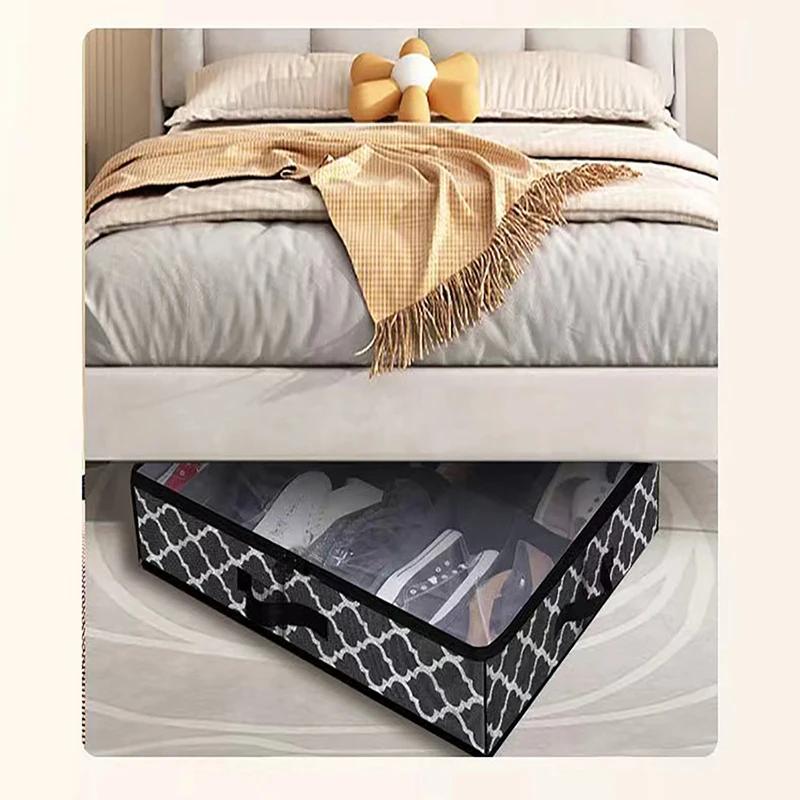 1 Stück Schuhaufbewahrungsorganizer unter dem Bett, bietet Platz für 12 bis 16 Paar Schuhe, mit transparentem Fenster, atmungsaktiv, faltbar