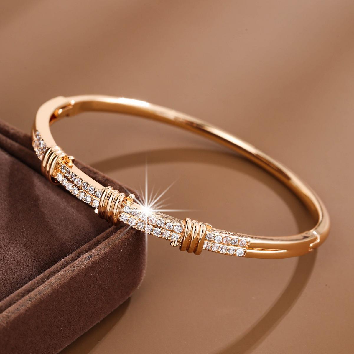 

Модный простой высокий смысл, особый дизайн, микроинкрустация цирконом, стильный универсальный браслет на каждый день золотой