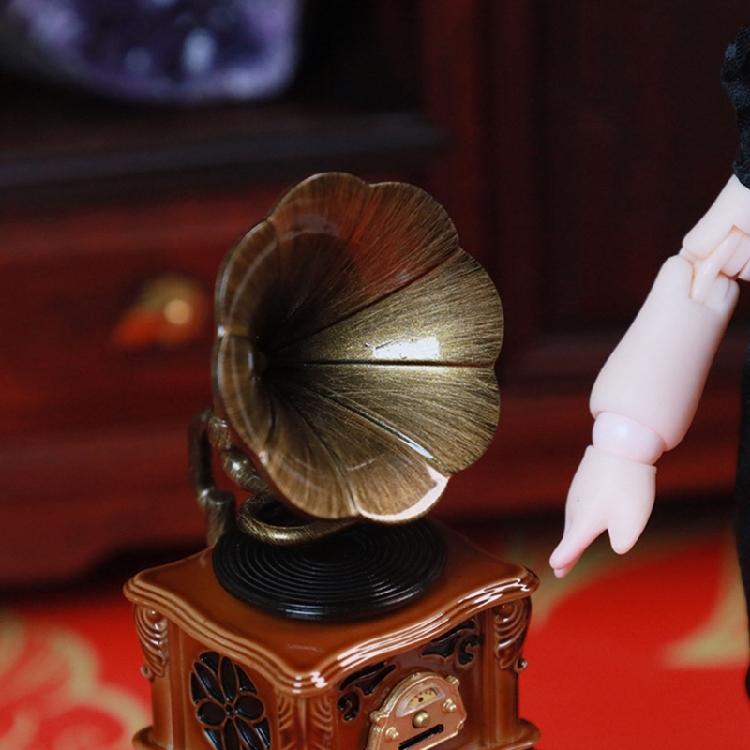 Detailed Miniature Phonograph Dollhouses Display Enhances Living Room Pretend Play Accessories
