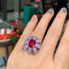 Jewelry Retro Simulation Red Glass Micro-Diamond Pendant Ring Set Main Stone 10 * 12