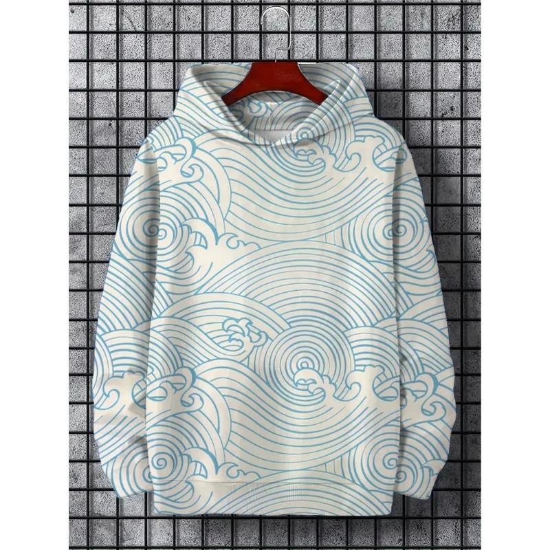 Zábavná japonská harajuku móda pánská mikina ležérní Y2k mikina pánská podzimní a zimní vzor mořské velryby sportovní mikina