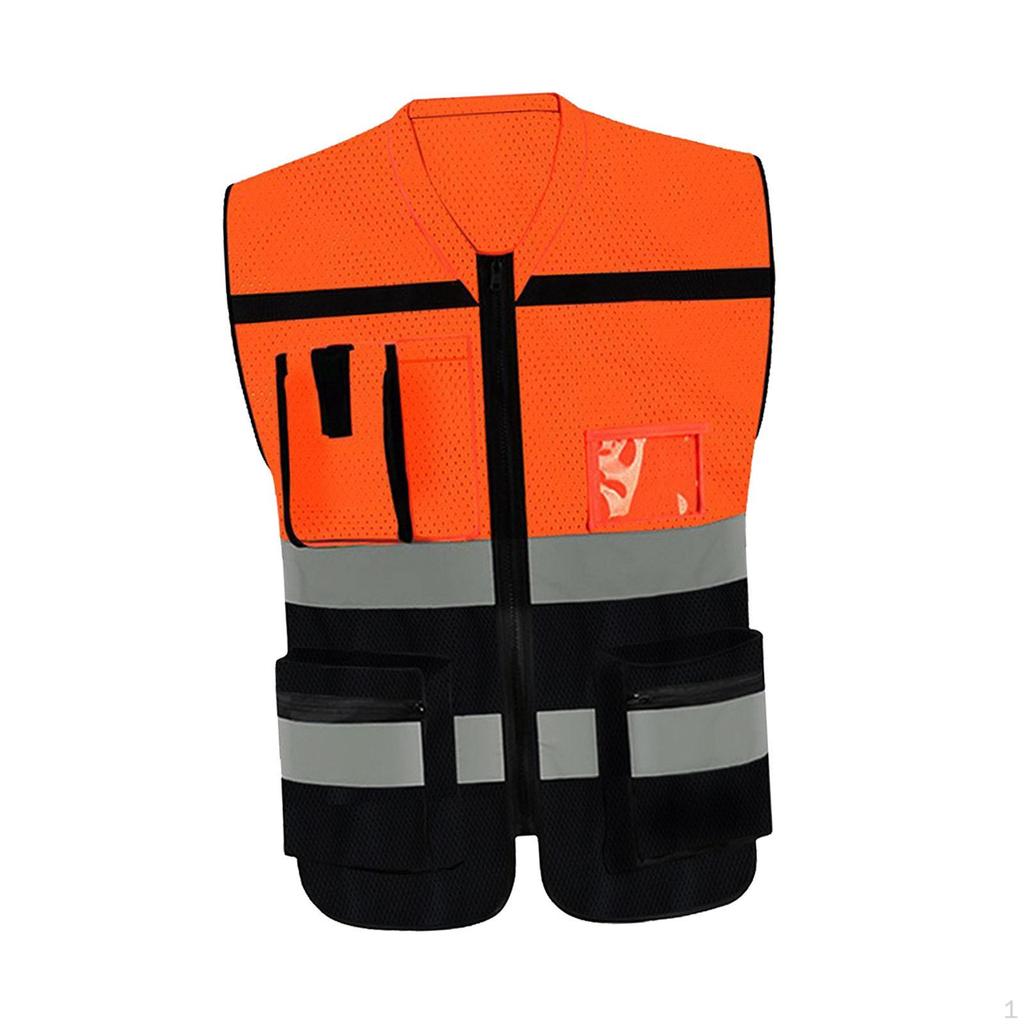 Reflective Vest High Visibility Men Women with Pockets Zipper for Running Hiking
