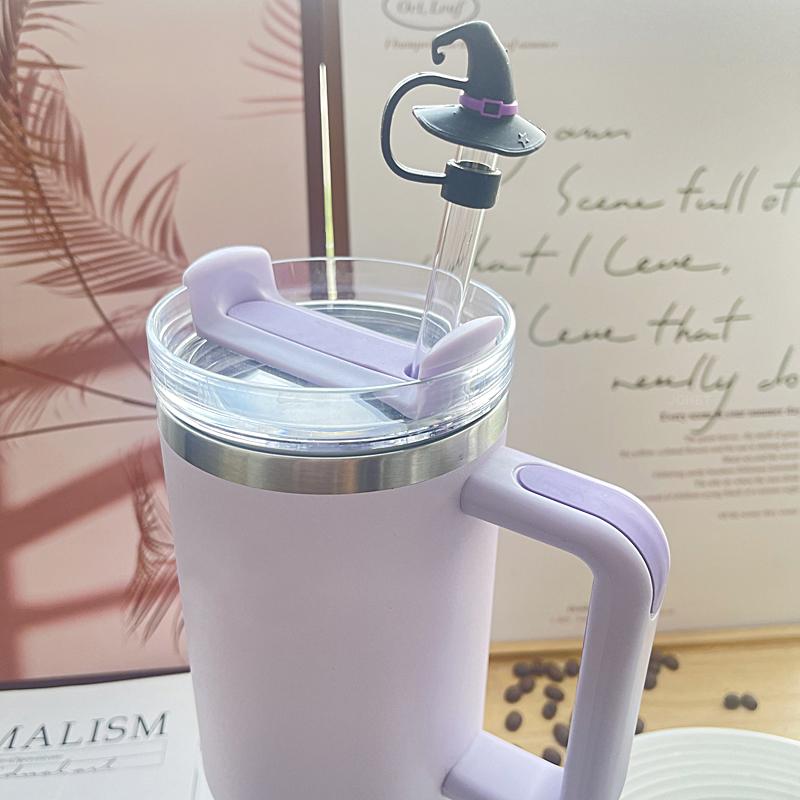 Halloween Pumpkin Silicone Straw Cover Cap For Stanley Tumbler Cup Accessories 30&40oz Reusable 9-10mm Large Diameter Sippy Plug