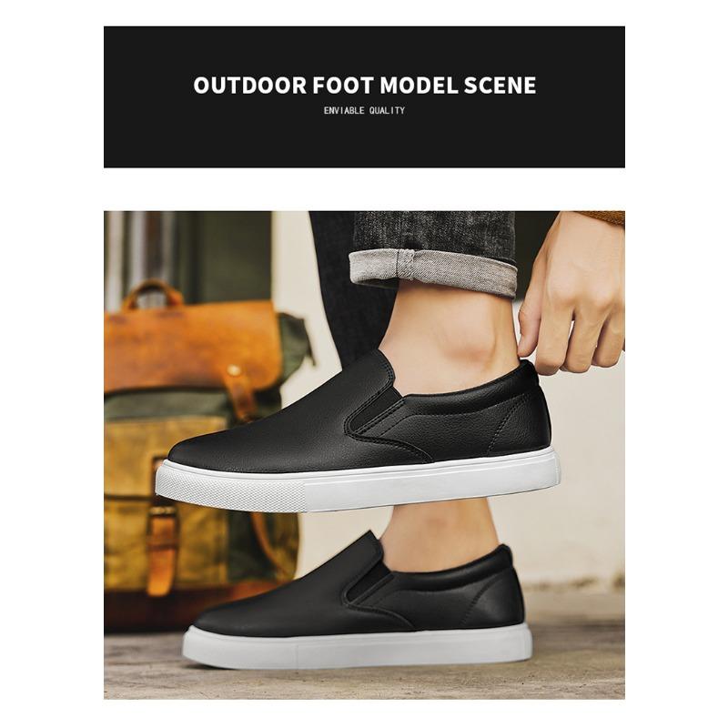 Men Plus Size Summer Breathable Casual Flat Leather Skate Sneakers