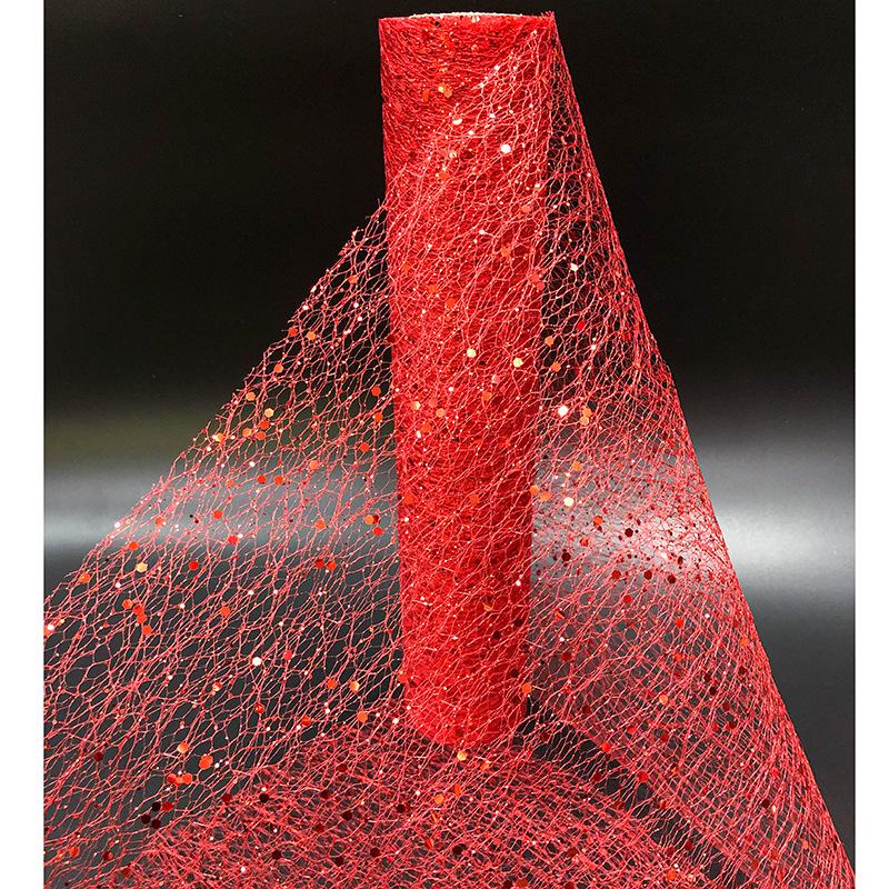 

Christmas Table Runner Tulle with Hexagonal Sequin Mesh