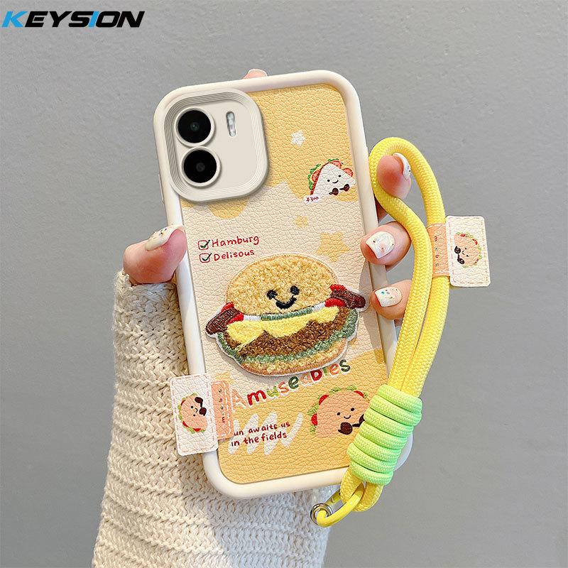 

KEYSION Мультяшный Милый Плюшевый Вышитый Чехол для Redmi A2 A1 со Шнурком Силиконовый Противоударный Чехол для Телефона для Xiaomi Redmi A1 A2 for Redmi A2