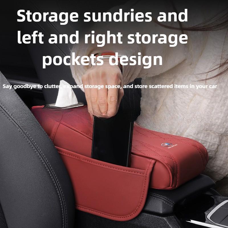 3 In 1 Car Armrest Box Cushion Universal Storage Bag Car Tissue Box Central Elbow Height Pad Multifunctional Tissue Boxes