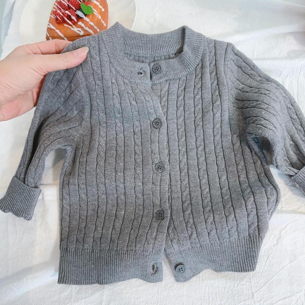Autumn 2025 Stylish Cable Knit Sweater for Children: Solid Color Woolen Knitwear for Babies, Boys, and Girls