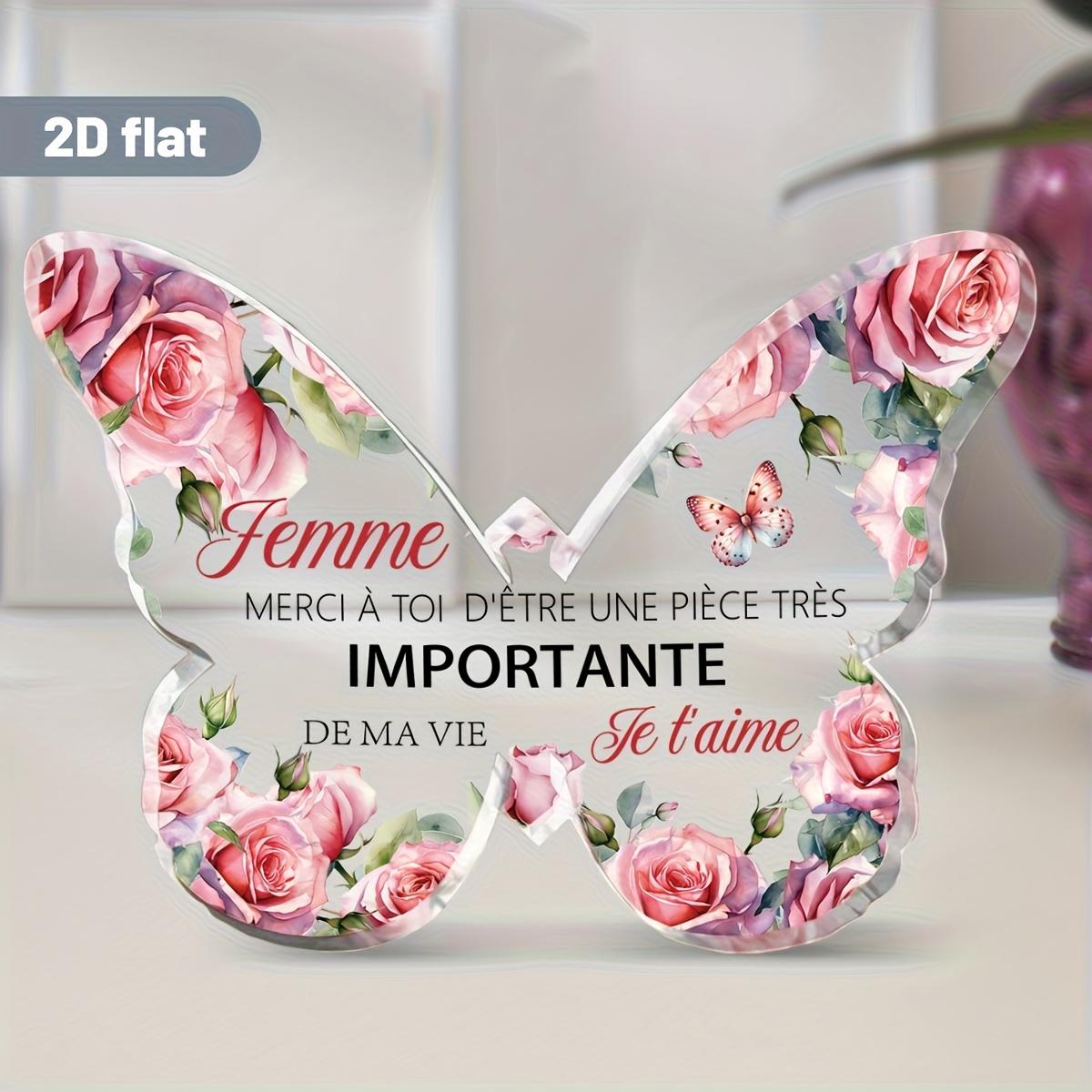 

Butterfly Decorative Plaque - Floral Roses & Je T aime Design, Birthday, Anniversary, Valentine s Day, Home Tabletop Decorations, Nurseries, Home D 10*7.1cm