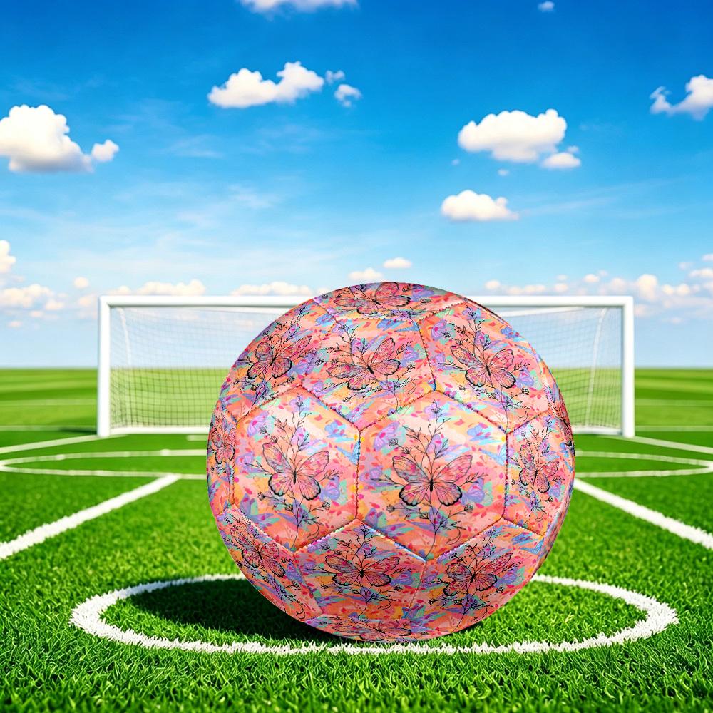 1pc Butterfly Garden Dreams Theme Soccer Ball Football, Size 5, Lightweight PVC, Outdoor Training Soccer Ball,Gift J6142