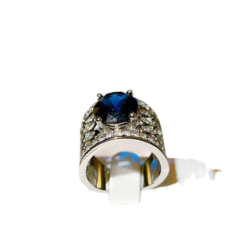 Bijoux Plaqué Or Zircon Cuivre Bague Maille Saphir pour Femmes Bijoux Mains Populaires Européens et Américains