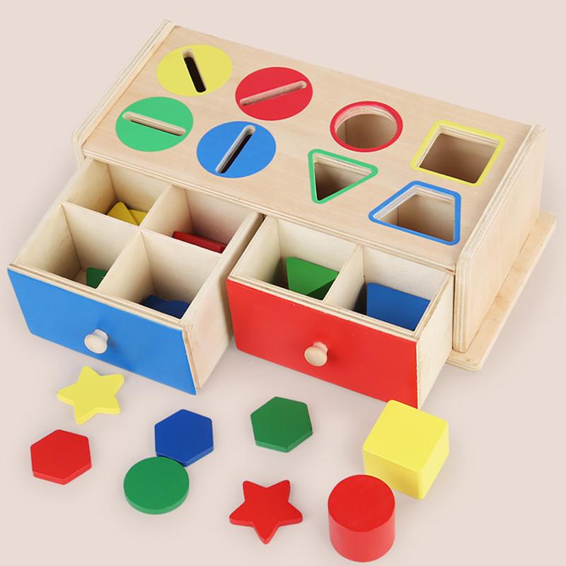 Wooden Color Shape Sorting Box Montessori Toys Color Shape Sorting Toy Preschool Early Learning Educational Toys Gifts for Kids