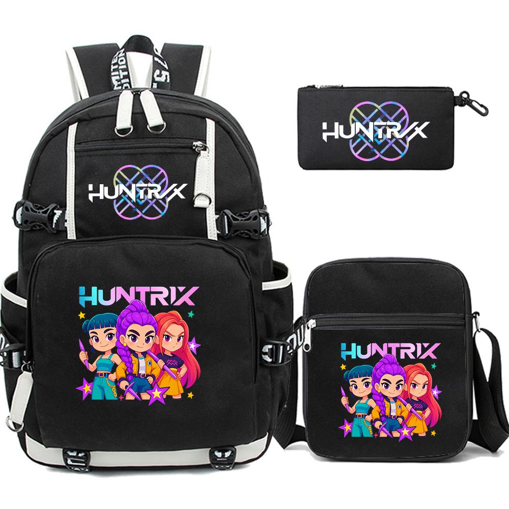 

3Pcs/set Cute K-pop Printed Backpack with Pengcil Case Shoulder Bag for Teenager Girl Boy Bookbag Large Capacity Waterproof Travel Bag Kid Gift