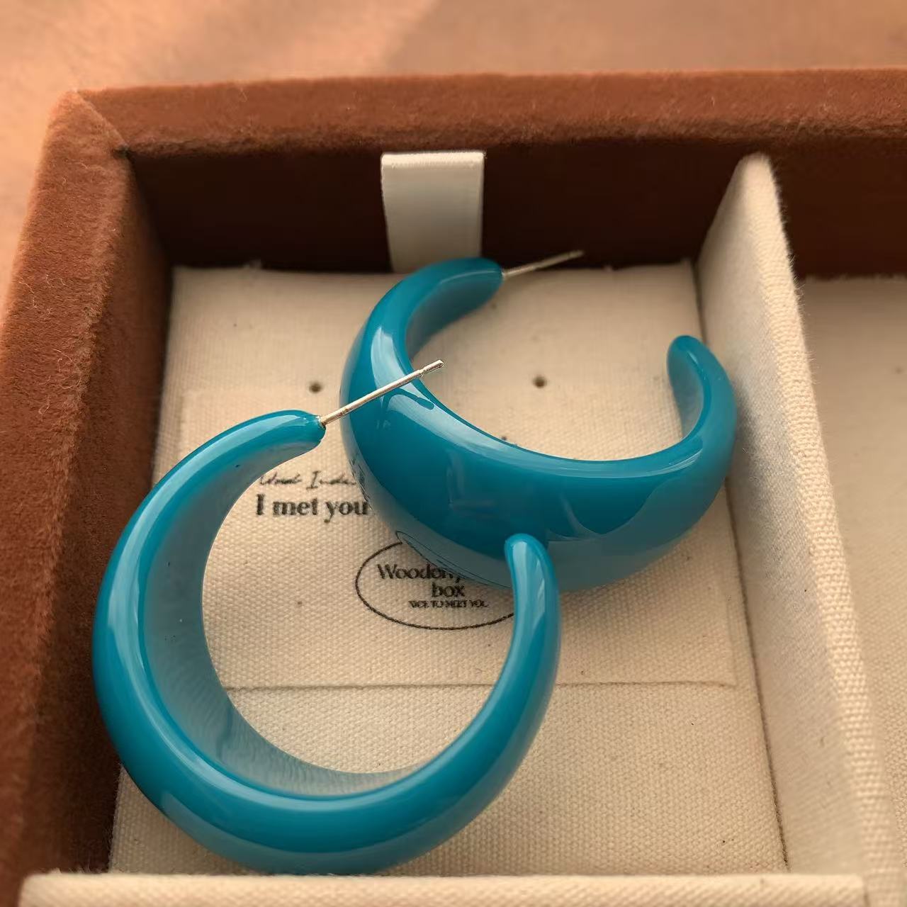 Ретро Цветные Большие Смоляные Серьги Кольца C-Формы, Серьги, Простой Характер, Ежедневные Высококлассные Модные Персональные Серьги Кольца C, Универсальные