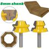 2PC Lock Miter Router 22.5 Degree Glue Joinery Router Bit Set Tenon Cutter for Woodworking Tools 8mm 12mm 1/2inch Shank