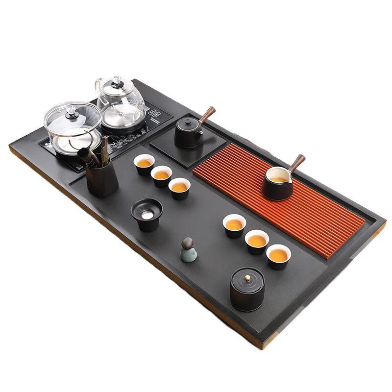 

Black Gold Stone Tea Tray & Teaware Set