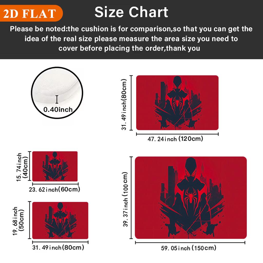 Bath Mat 1pc, Spiderman Shadow Red City, MARVEL Flannel Rectangular Mat, Bathroom Non-slip Entrance Mat, Fun Door Decoration M
