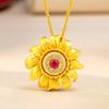 Rose Gold Diamond Sunflower Pendant - Women's Fashion Charm