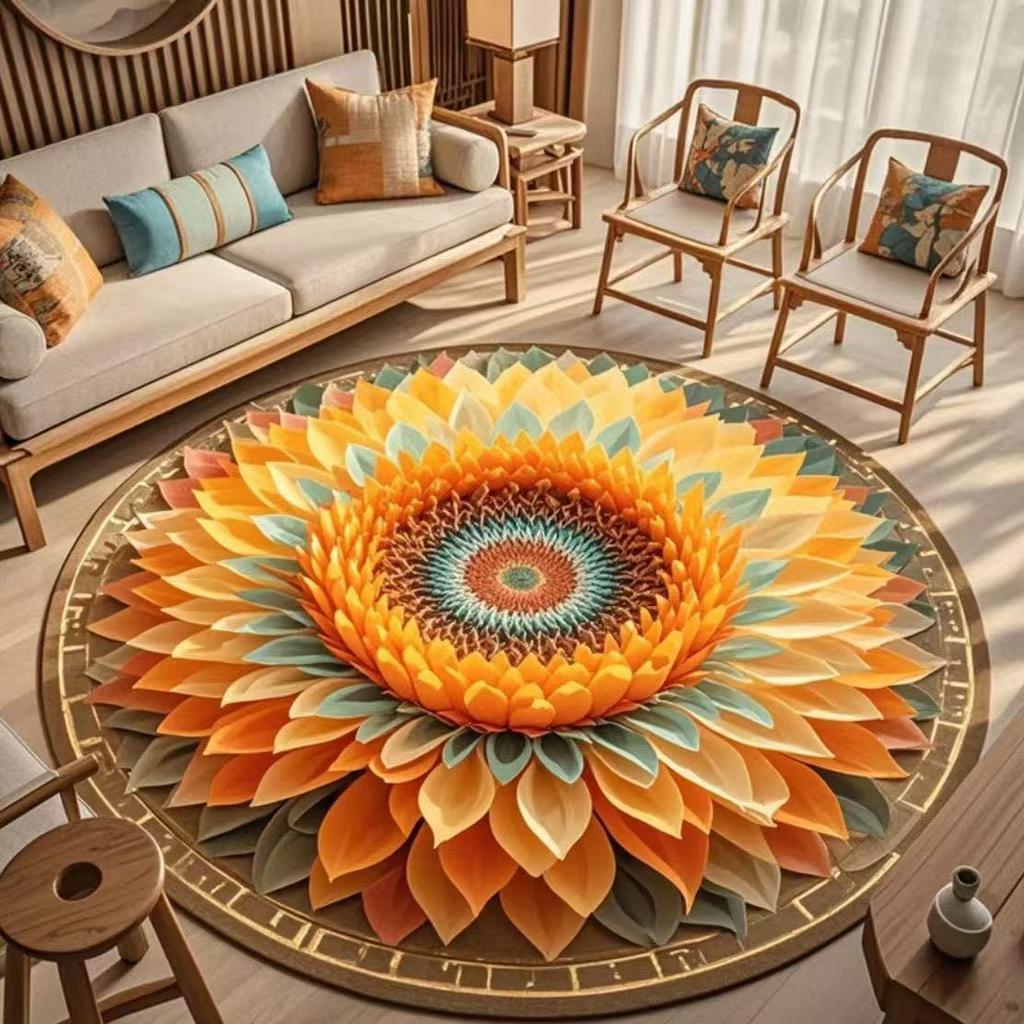 3D Flower Crystal Velvet Floor Mat, Living Room Coffee Table Foot Mat, Cloakroom Premium Sense Floor Mat, Non-Slip And Cool Mat