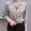 Women's Three-Quarter Sleeve Bow Collar Top: 2024 Summer & Autumn Fashion - Slimming & Stylish Design for an Age-Defying Look
