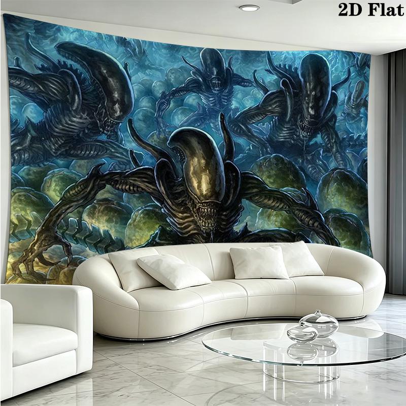 Aliens Wall Tapestry Aesthetic Wall Hanging Printed Fabric Blanket Decorative Tapestries for Bedroom Living Room Home Decor