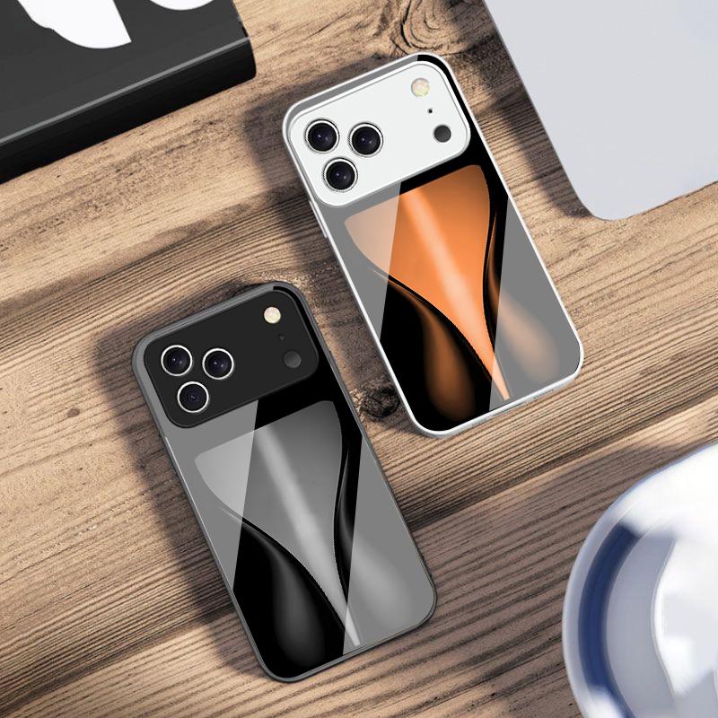 Orange Yellow Light Band For iPhone 17 Air 16 E 15 14 13 Plus 12 Mini 11 17 Pro Max XR Xs Max 16E 7 8 Tempered Glass Phone Case