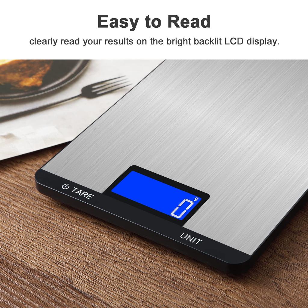 FODWET Digitale Küchenwaage mit großer Plattform - 22lb/10kg Präzisions-Lebensmittelwaage mit 1g Genauigkeit & Tarafunktion, Multifunktion