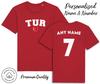 Türkei TUR T-Shirt 2024 Personalisierter Name und Nr. Erwachsene Kinder Baby, Fußball Euro
