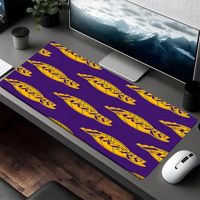 Lakers Theme Mouse Pad, Non Slip Rubber Base, Multifunctional Office & Home Decor, Perfect for Workspace Personalization.