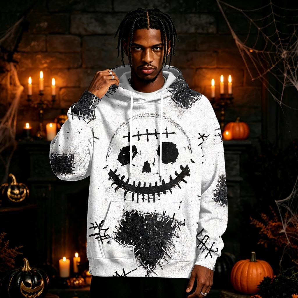 Men's Halloween Print Pullover Hoodie Long Sleeve Sweatshirt