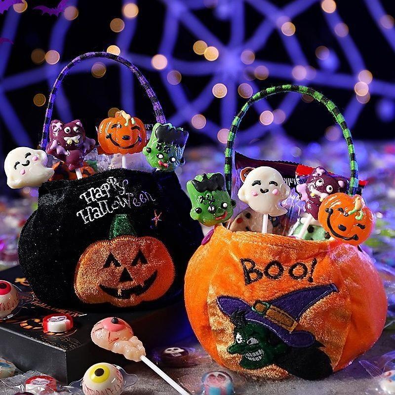 Halloween Candy Bag Kids Trick or Treat Pumpkin Handbag Vampire Candy Bucket Halloween Party Gift Bag for Children