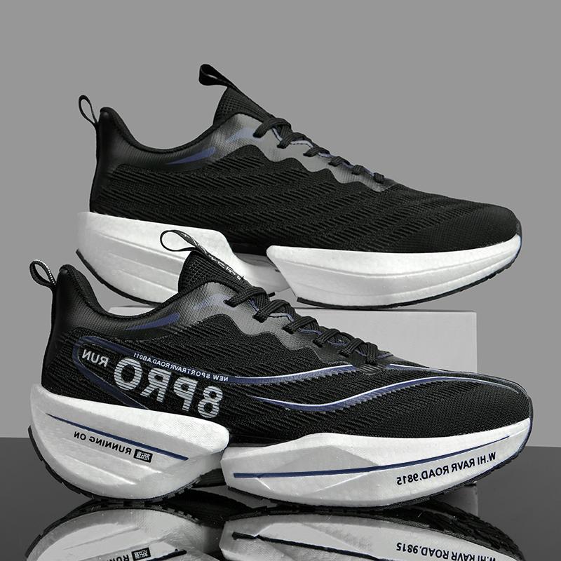 

Специализированные кроссовки с карбоновой пластиной для марафона, мужские спортивные дышащие легкие женские удобные атлетические нескользящие кроссовки 46 чёрный