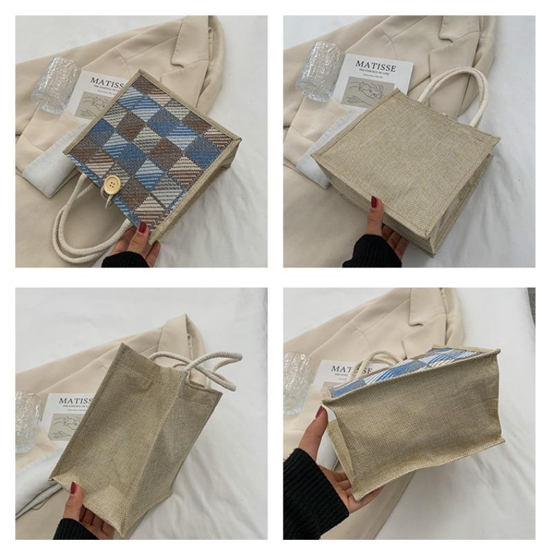 Karierte Canvas Hand-Leinentasche