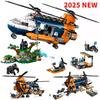 Seturi MOC Compatibile Seria City Blocuri de Construcție Elicopter Explorator Junglă la Bază Maimuță Mare Jucării pentru Copii Cadou 60437