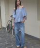 Sigreat Off-Shoulder Strap Blouse_Sky Blue
