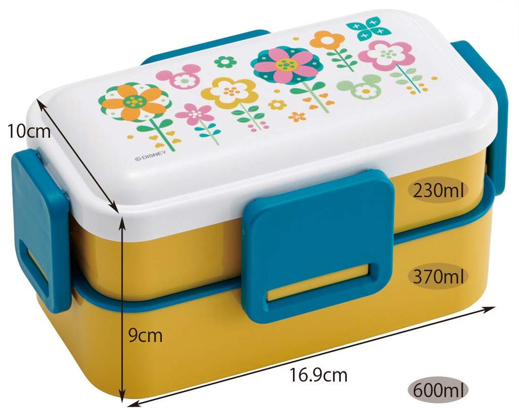 Skater Softly Serving Bento Mitsumaru Made In PFLW4 Dome-Shaped Lid, Two-Tier Box, 600ml, Garden, Disney, Japan,