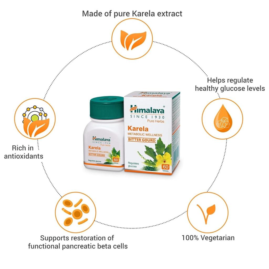 Himalaya Bylinné tablety Karela 60 kusů v lahvičce pro regulaci glukózy a podporu wellness