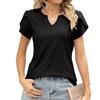 2026 New Fashion Women's V-Neck Button Hollow Loose Short-Sleeve T-Shirt Top for Ladies