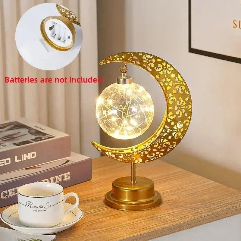Ramadan Moon Led Light 2024 Eid Mubarak Decoration Metal Lamp for Home Room Ramadan Kareem Islamic Muslim Eid Al Adha Party Gift