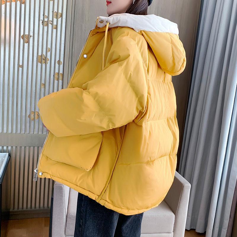 Parka da donna Giacca invernale in cotone con cappuccio Calda giacca imbottita per studenti Tasche del cappotto Cappotti moda coreana casual trapuntati solidi