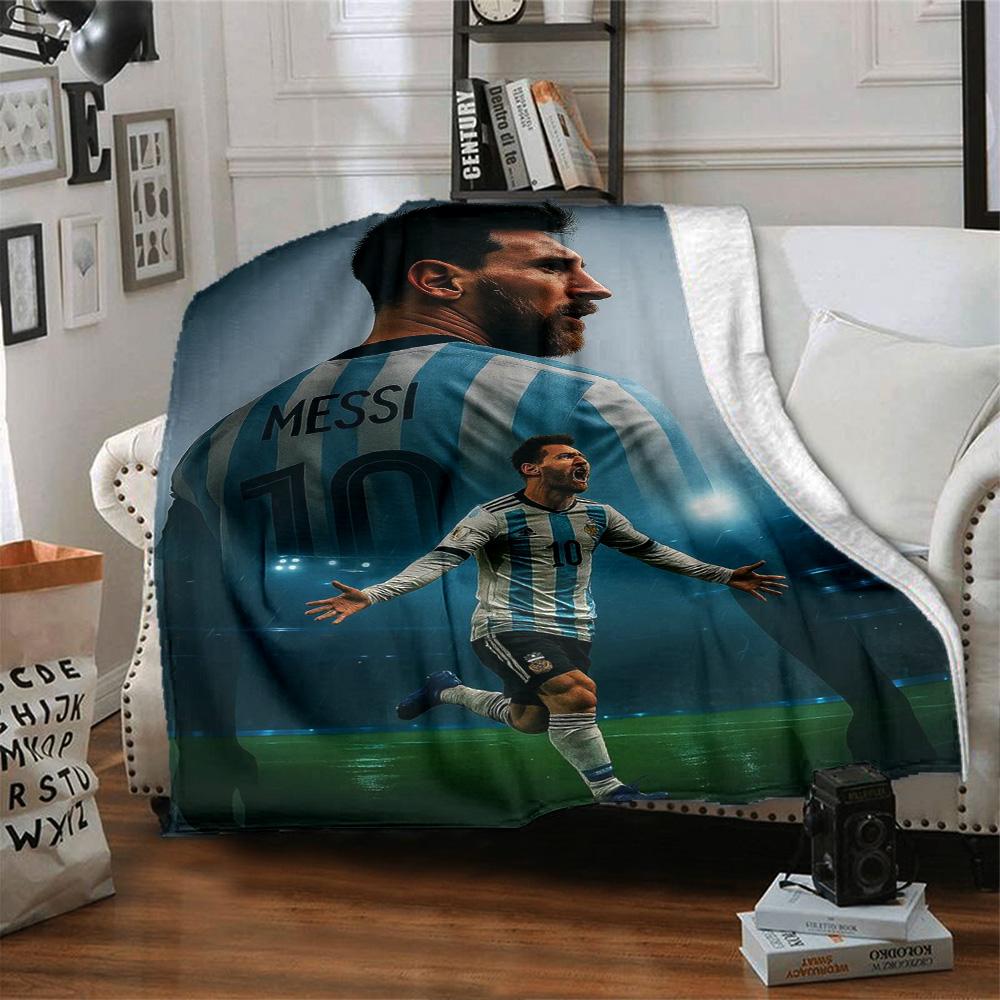 Football Messi Blanket Soft Warm Cozy Great for Couch Bed Bedding for All Occasions Digital Print Gifts For Family Or Friends