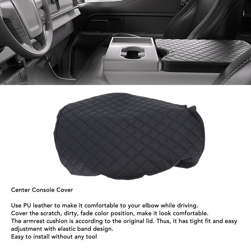 Car Armrest Cover Center Console Cover PU Leather Protective Armrest Seat Box Lid for F-450 2017 to 2024 with 40 20 40 Jump Seat